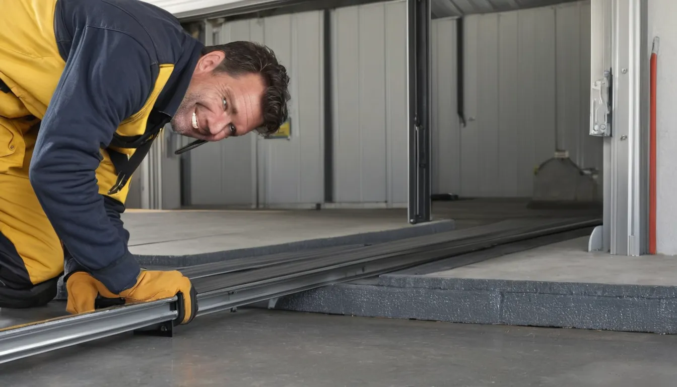 A provider checking garage door tracks in the Sugar Hill area